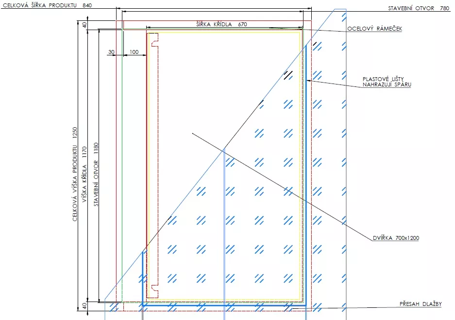 Voděodolná revizní dvířka pod obklad 700x1200