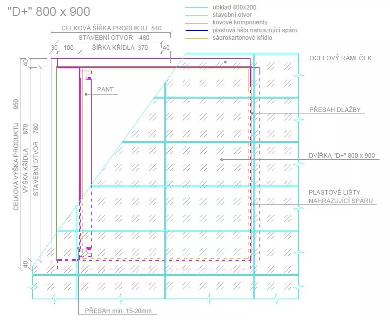 Voděodolná revizní dvířka pod obklad 800x1000